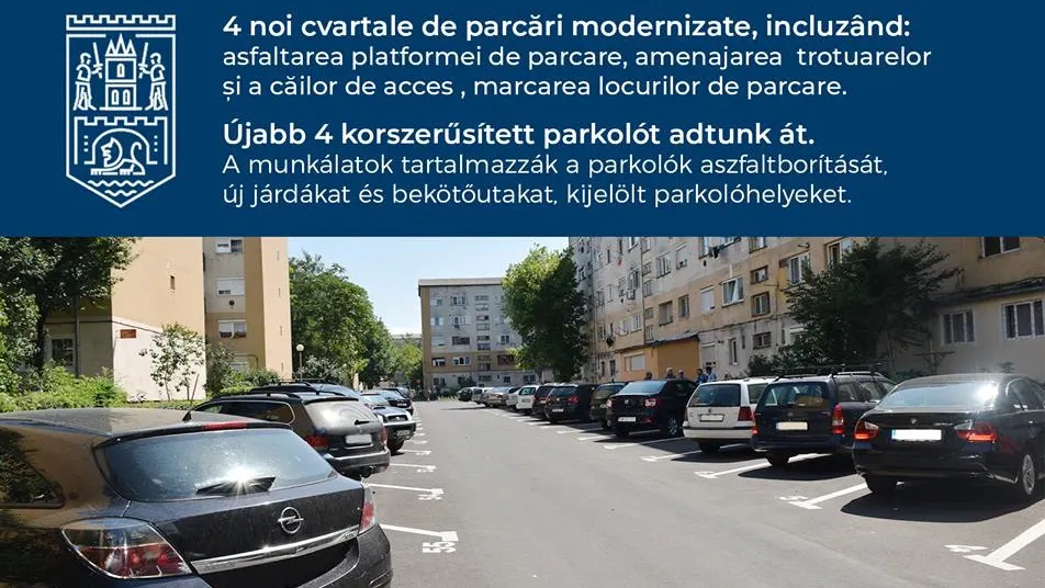 Au fost modernizate patru noi cvartale de parcări în cartierele Micro 17 şi Carpați II