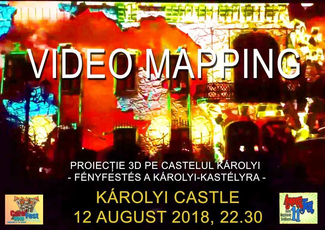 Proiecție 3D pe clădirea Castelului Károlyi din Carei