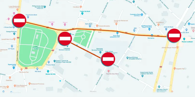 Primăria anunță restricții de circulație în centrul municipiului Satu Mare