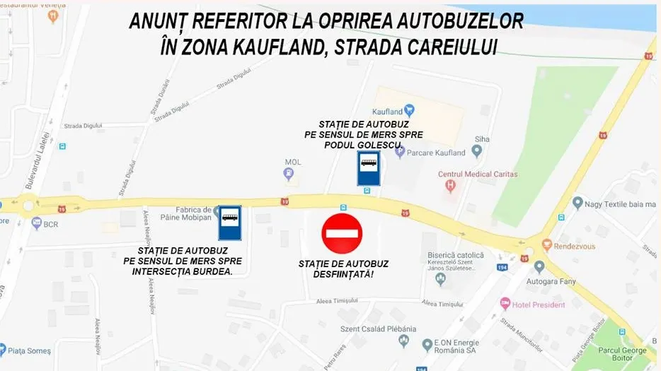 Stația de autobuz aflată vizavi de Kaufland se desființează