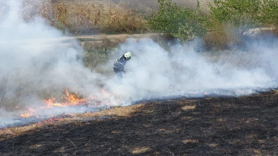 Incendii de vegetație uscată, de proporții, în județ