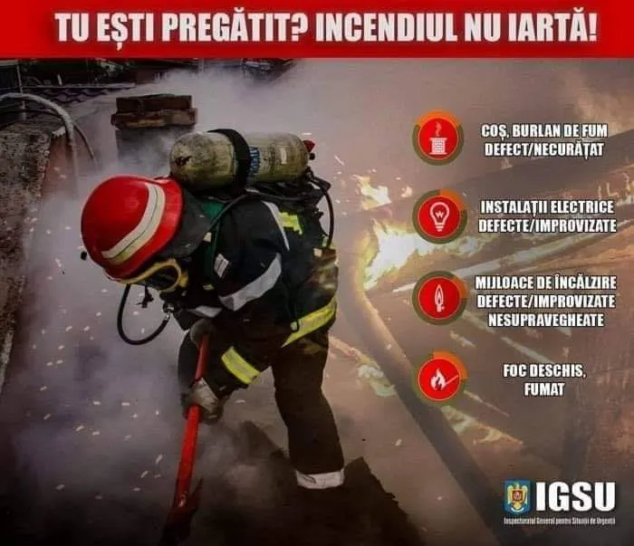 Respectarea unor măsuri simple poate salva vieți! Recomandările pompierilor