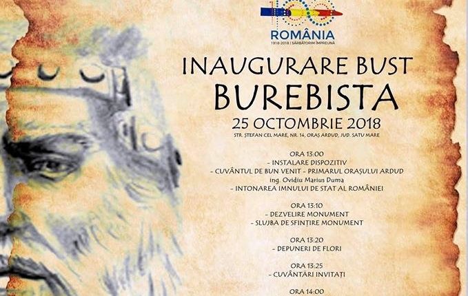 Bustul lui Burebista, inaugurat de Ziua Armatei Române, la Ardud