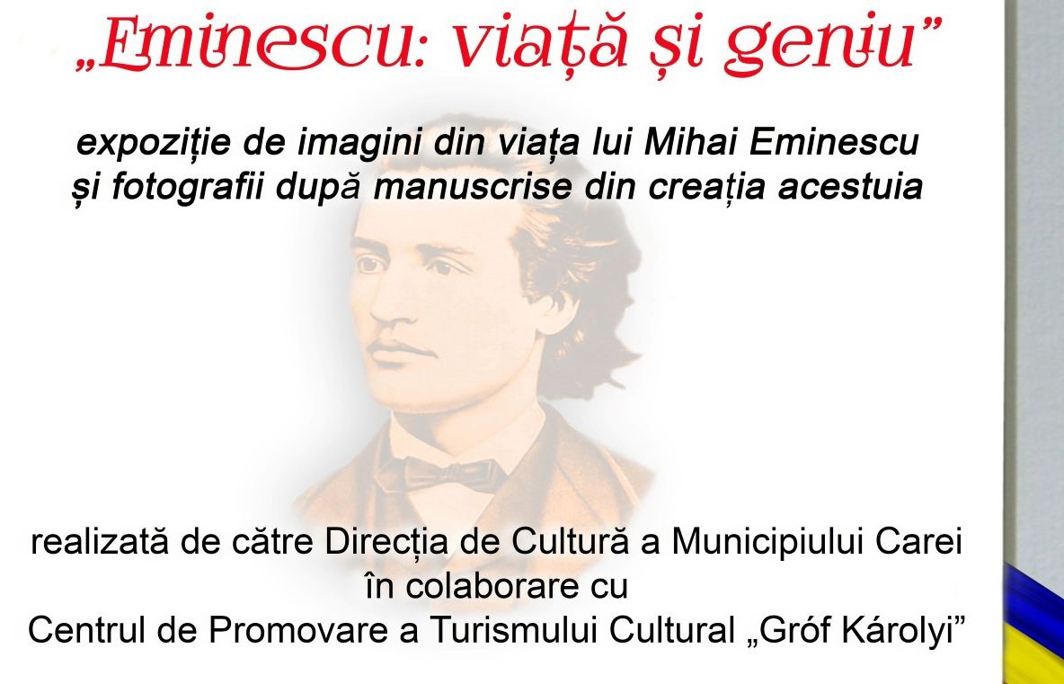 Fotografii după manuscrise din creația lui Eminescu adunate într-o expoziție, la Carei