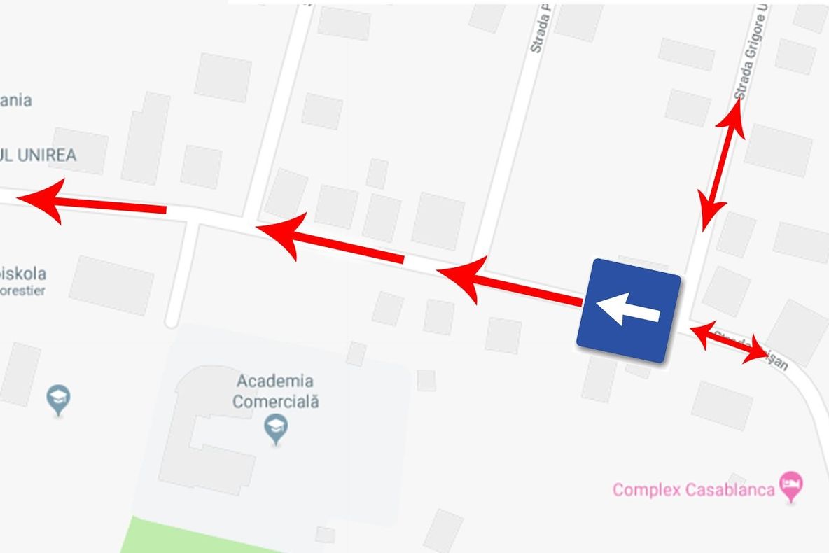 Sens unic de circulație pe strada Crișan din municipiul Satu Mare