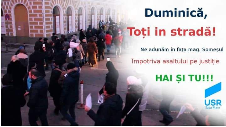 USR Satu Mare se alătură, duminică, protestatarilor din Centrul Nou