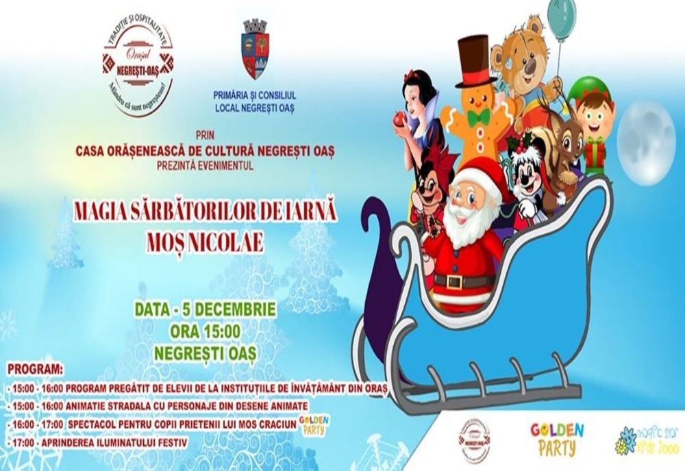 Luminițele de sărbători se aprind joi în Negrești-Oaș