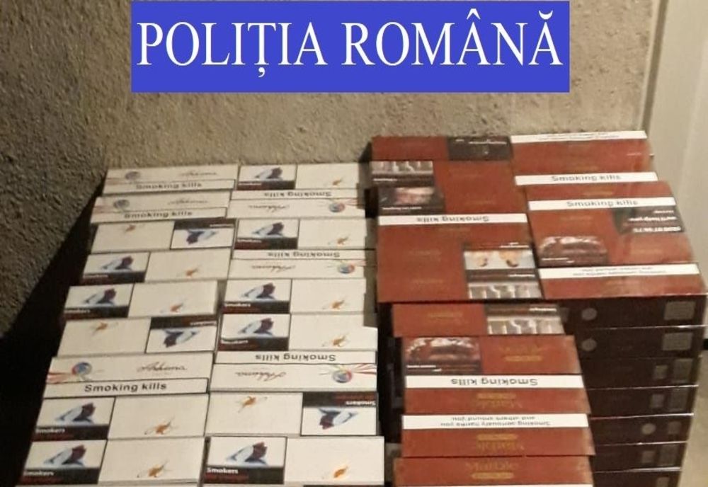Țigarete de contrabandă confiscate de polițiști