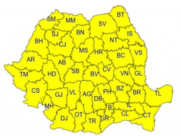 Cod galben prelungit. Încă trei zile (12-15 iunie) de furtuni puternice, în toată țara