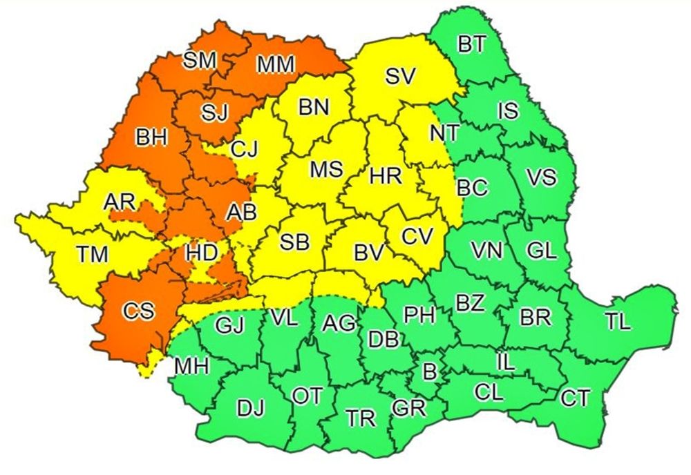 COD PORTOCALIU de ploi abundente în Satu Mare