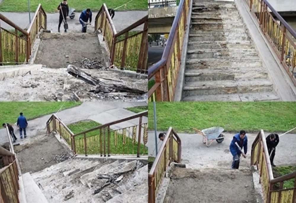 Au început lucrările de reabilitare a scărilor de la Podul Decebal din municipiu