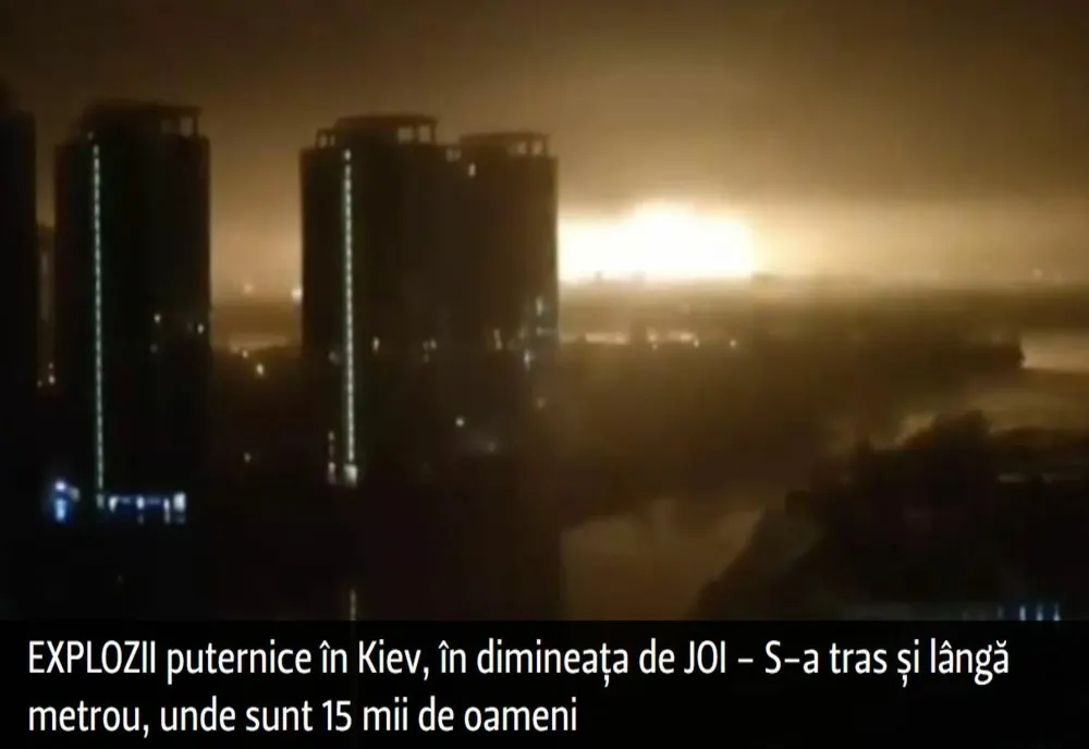 EXPLOZII puternice în Kiev, în această dimineață - S-a tras și lângă metrou, unde sunt 15 mii de oameni - VIDEO