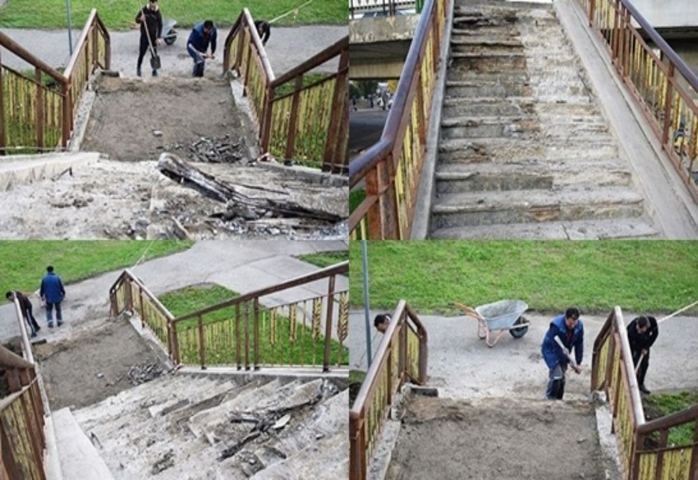 Au început lucrările de reabilitare a scărilor de la Podul Decebal din municipiu