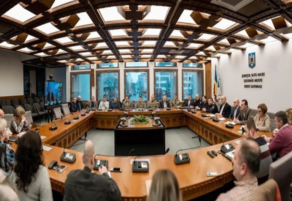 Videoconferință la Prefectură. Cod galben de vânt puternic și ninsori viscolire în Satu Mare