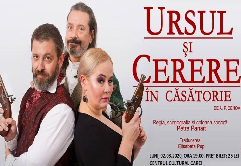 Comedia romantică - Ursul și cerere în căsătorie - a trupei Teatrului „Regina Maria” din Oradea, la Carei