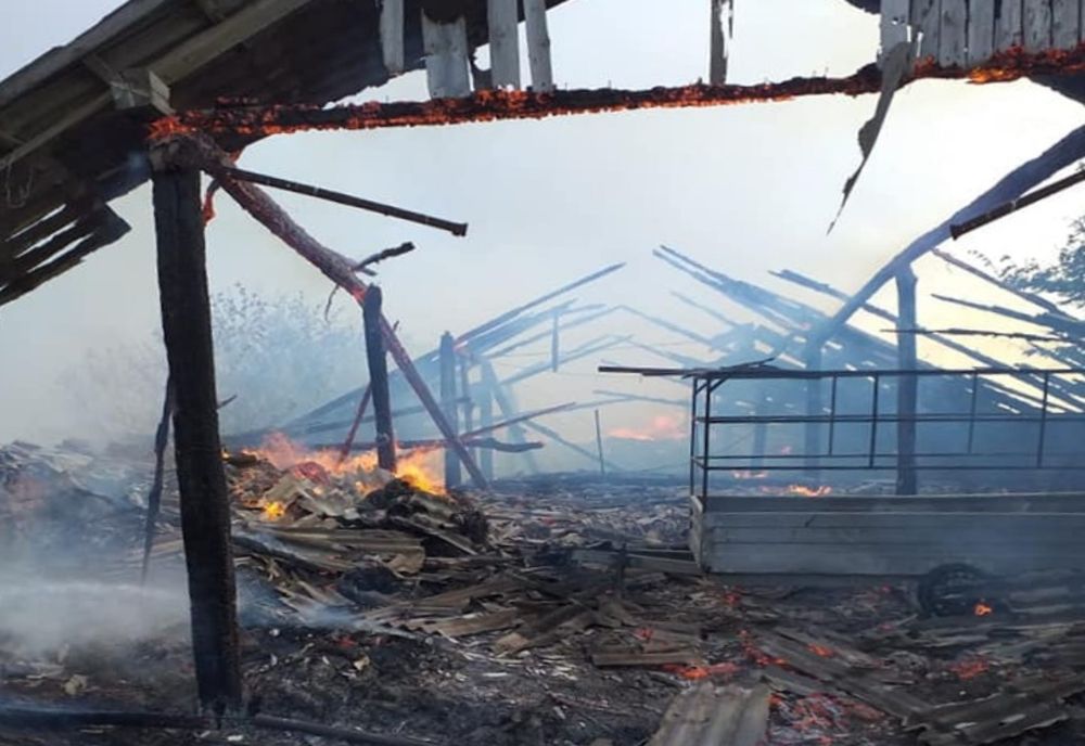 Incendiu puternic izbucnit la un saivan de oi din judeţ