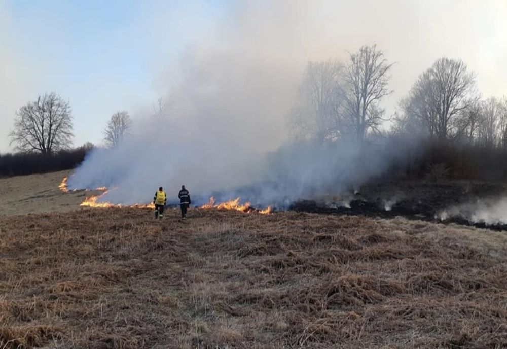 Pompierii sătmăreni intervin de 34 de ore pentru stingerea unui incendiu de vegetație uscată din zona Piatra Bixadului