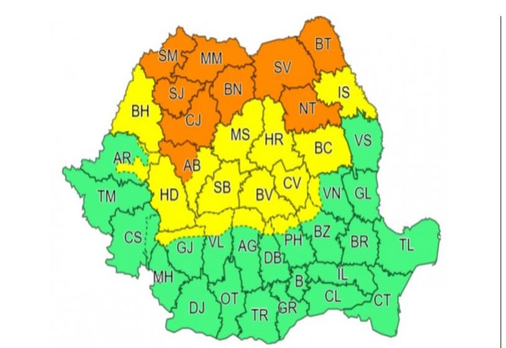 Cod portocaliu de cantități de apă însemnate și instabilitate atmosferică