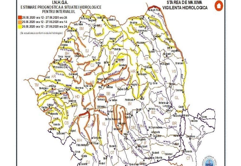 Cod galben și Cod portocaliu pentru mai multe cursuri de apă din județul Satu Mare