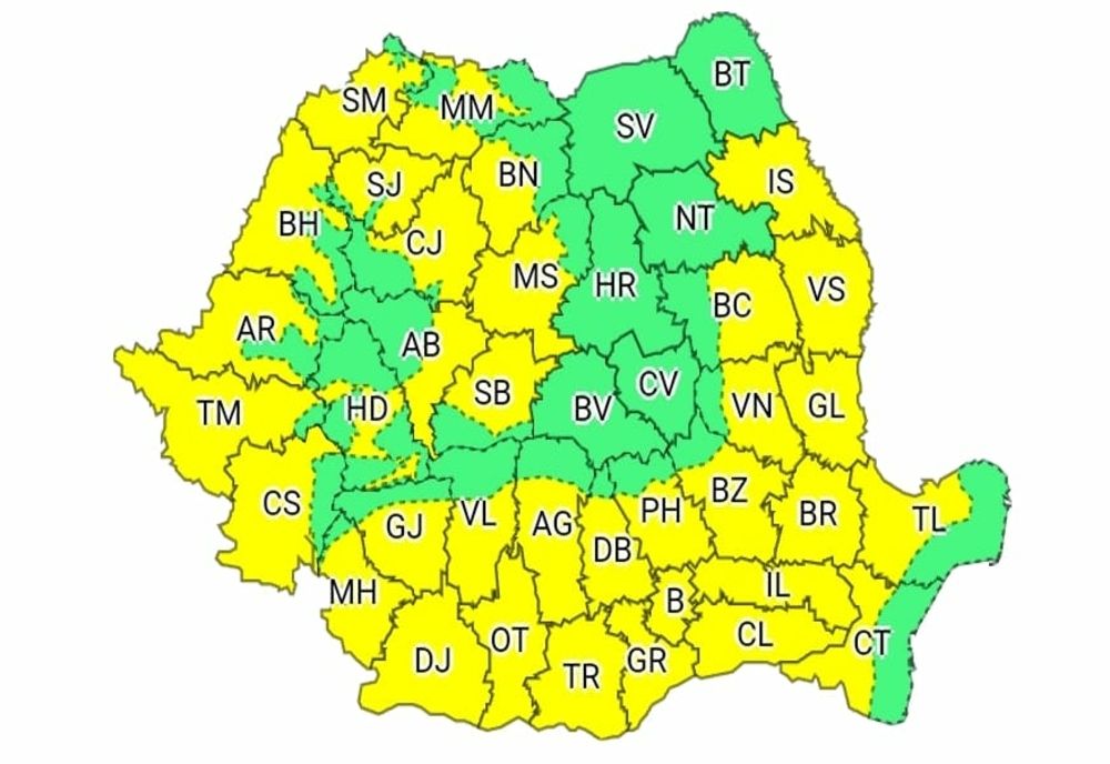 COD GALBEN de CANICULĂ până la sfârșitul lunii