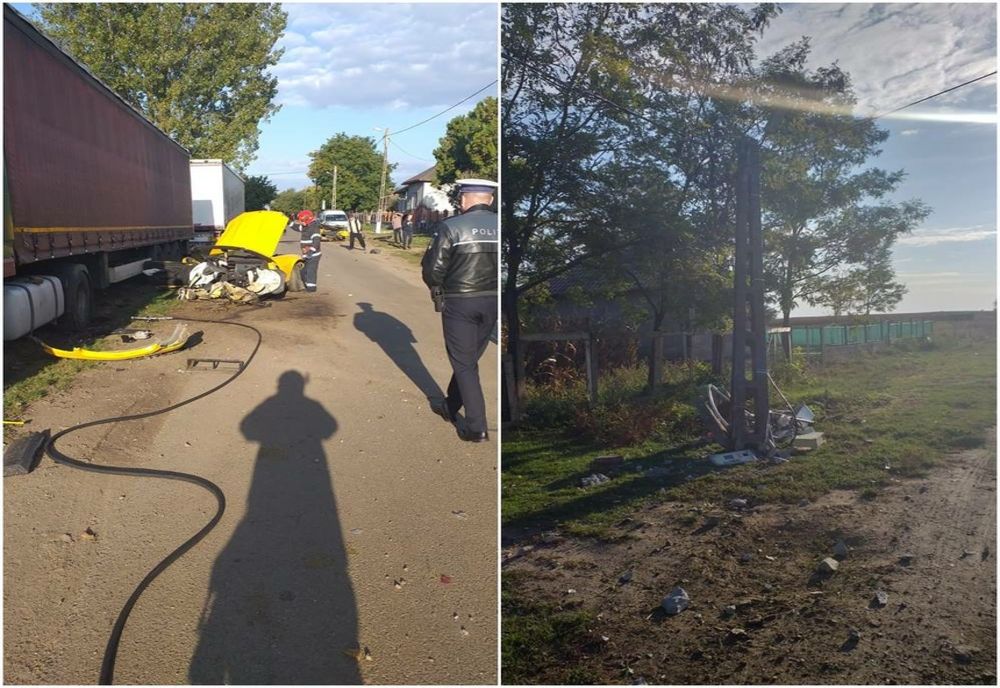 Grav accident în judeţul Satu Mare! Maşină ruptă în două (FOTO)
