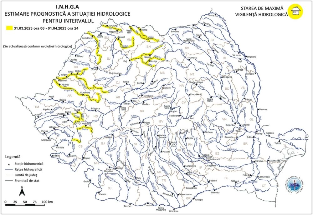 COD GALBEN de inundații în mai multe județe din țară