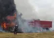 Autotren în flăcări la ieșire de pe DN19