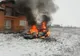 O mașină s-a făcut scrum într-un incendiu