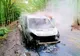 FOTO | Autoturism  distrus de flăcări în Pădurea de la Mujdeni